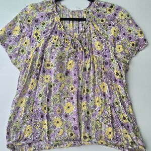 JANE & DELANCEY Summer Top Blouse Women's Size XL Floral Lightweight Bohemium